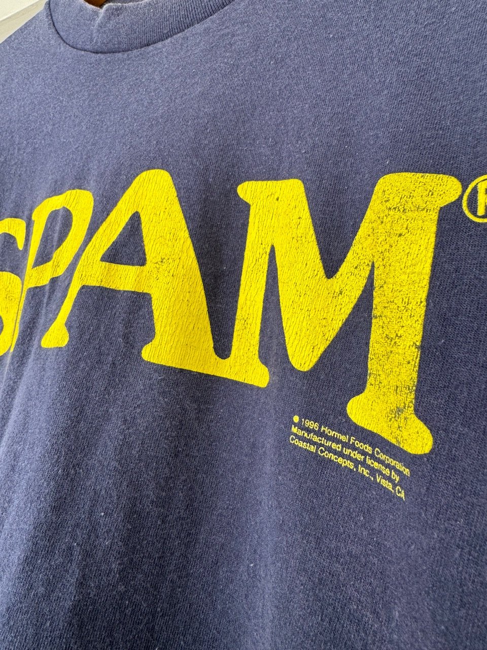 SPAM Tシャツ XL ネイビー 90s 1996 SPAM プリントTシャツ XL | CUSTOM FEVER