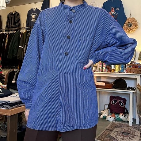 バンドカラーストライプPOシャツ