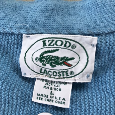 USA製LACOSTEアクリルニットカーディガン L