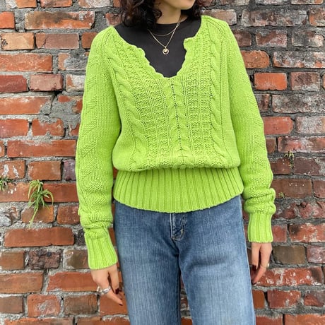 TOMMY HILFIGER デザインネックケーブルニット