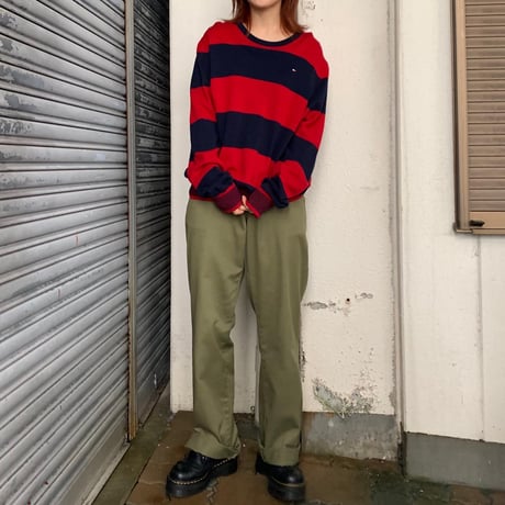 TOMMYボーダーコットンニット