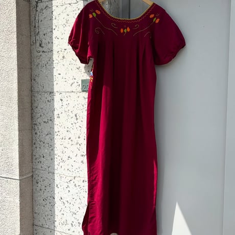 クジャク刺繍メキシカンワンピース