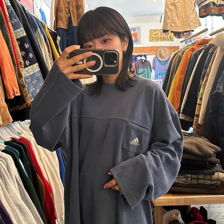 90s adidas 胸ポケット付きロンT