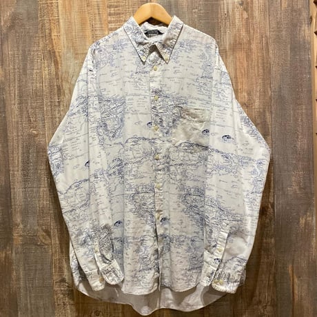90s nautica 世界地図シャツ