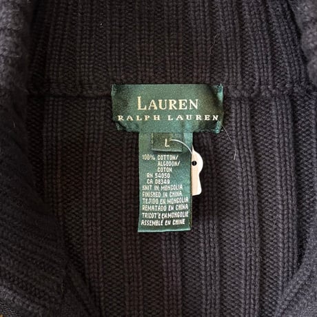 LAUREN フルジップリブニット