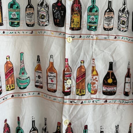 70's〜お酒総柄シャツ