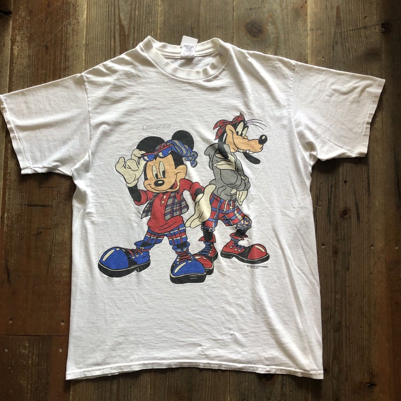 90年代ミッキー,グーフィープリントTシャツ XL | CUSTOM FEVER