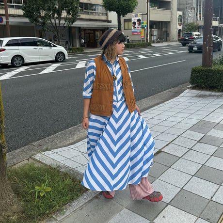 USA製 ミックスストライプシャツワンピース