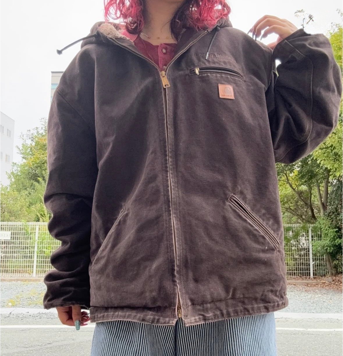 00s カーハート アクティブジャケット Wジップ C66 DGR 裏地ボア 00s メキシコ製 carharttカーハート 裏サーマル ダック地