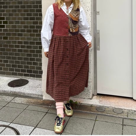 パッチワークノースリーブワンピース