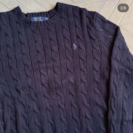 POLO ケーブルコットンニット