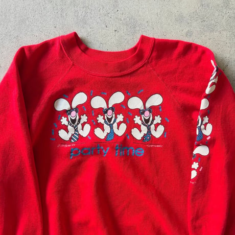 USA製 BASSETT WALKER “party time” ラグランスウェット