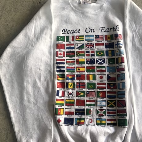〜90's Peace On Earth 国旗プリントスウェット XXL