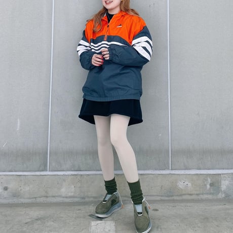 adidasハーフジップナイロンフーディPO