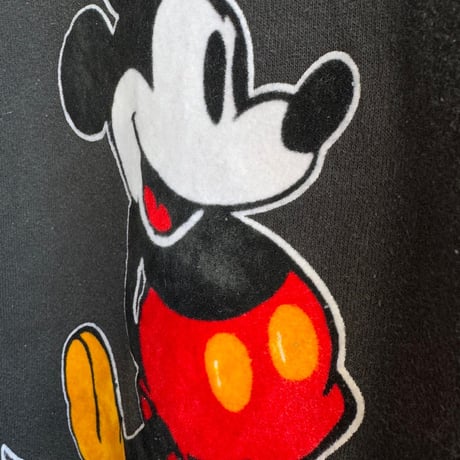 〜90's USA製Disney Mickey フロッキープリントスウェット XL