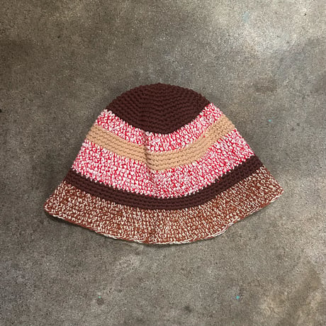 クロシェハット　red×brown