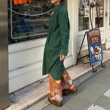 ハーフボタンロングシャツ