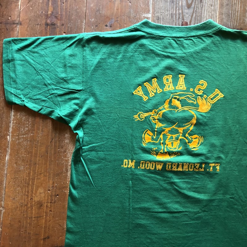 70's 〜ARTEX U.S.ARMY 両面フロッキープリントTシャツ サイズL