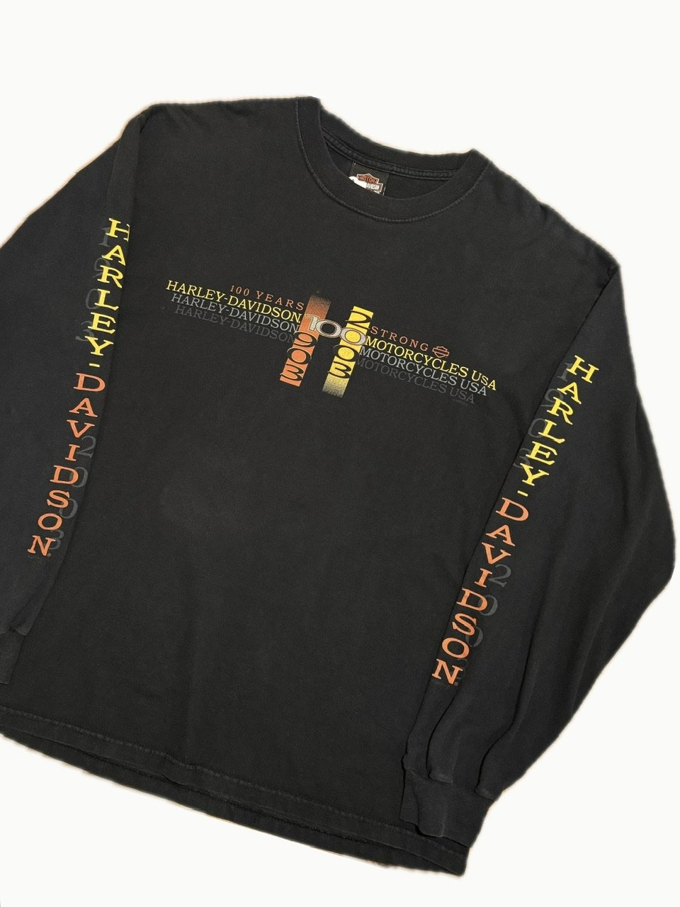 USA製HARLEY DAVIDSON 袖プリントロンT L〝100 YEARS〟 | CU