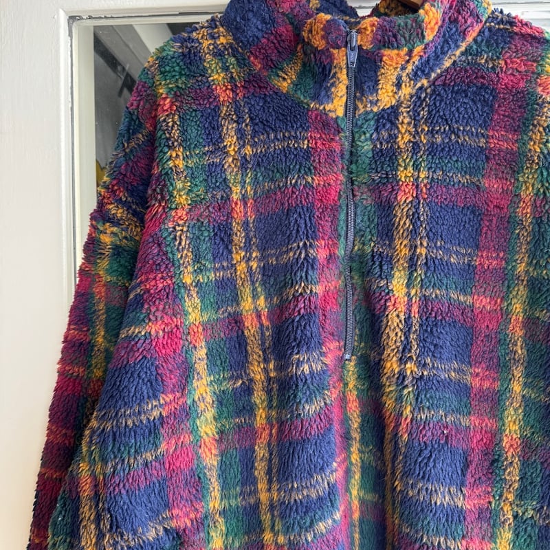 USA製 EMS チェック柄 ハーフジップフリース | CUSTOM FEVER