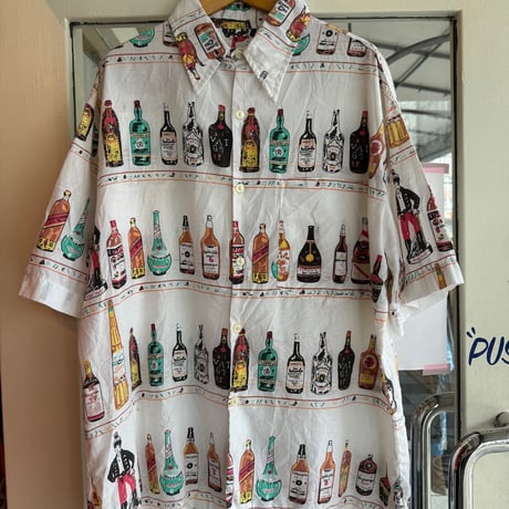 70's〜お酒総柄シャツ