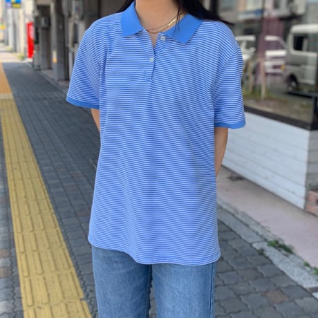 L.L.Bean細ボーダーポロシャツ