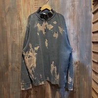 POLO ブリーチ加工 ハーフジップコットンニット