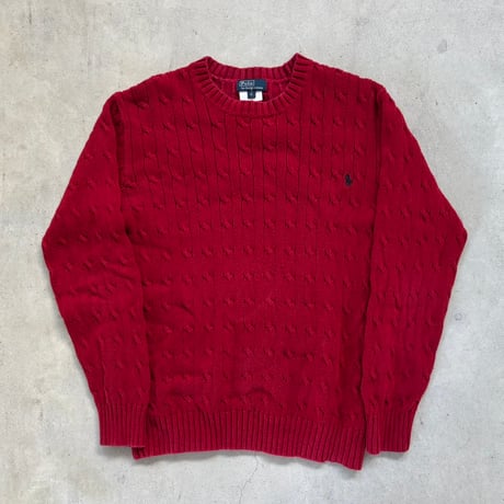 Polo コットンケーブルニット