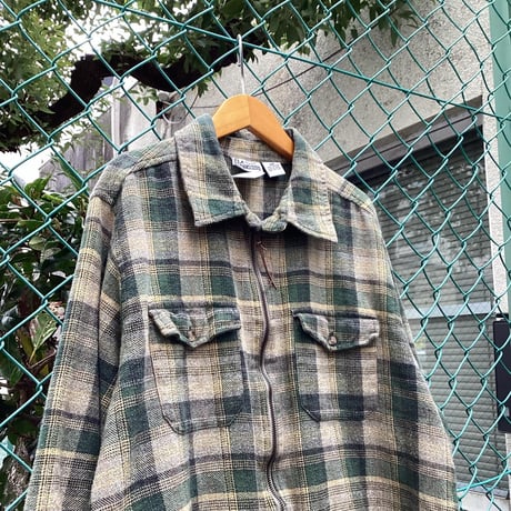 フルジップコットンチェックシャツ