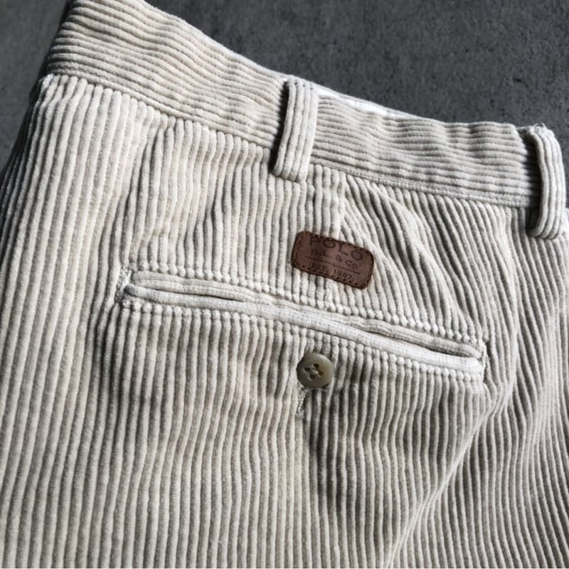 POLO RALPHLAUREN 太畝コーデュロイパンツW36×L30 オフホワイト | C