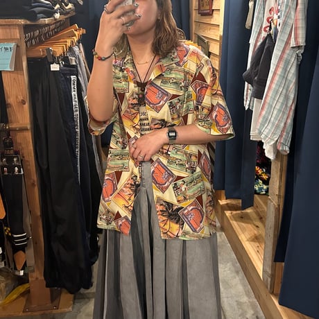 UTY APPAREL 総柄オープンカラーシャツ