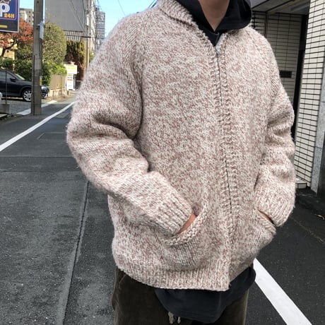 Vintage カウチンカーディガン 鹿 ショールカラー