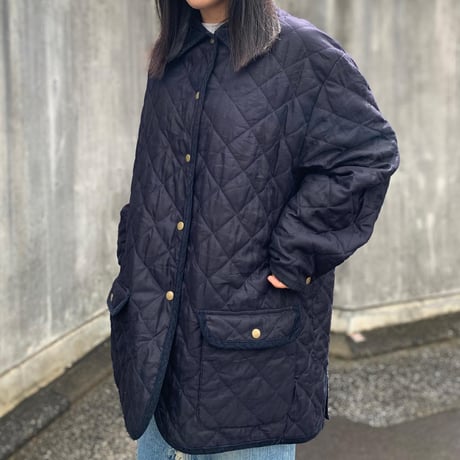 襟コーデュロイキルティングジャケット