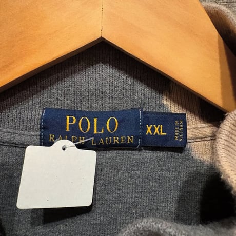 POLO ブリーチ加工 ハーフジップコットンニット