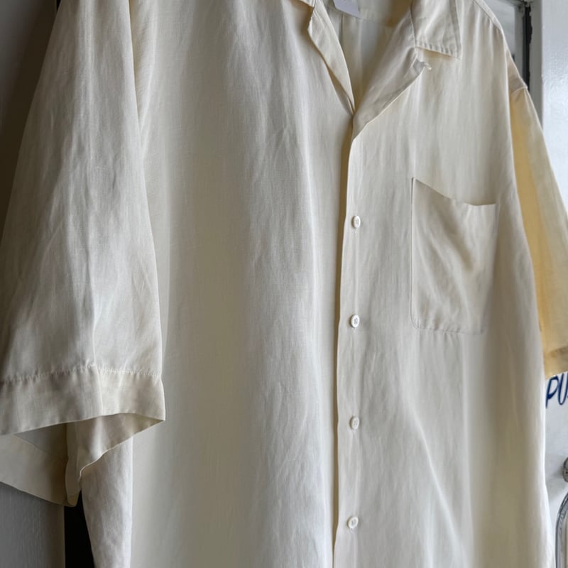 Ralph Lauren シルクリネン オープンカラー シャツ 開襟 ラルフローレン CLASSIC FIT オープンカラー 半袖リネンシルク