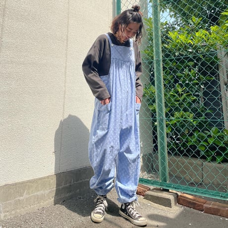 小花柄リラックスオールインワン