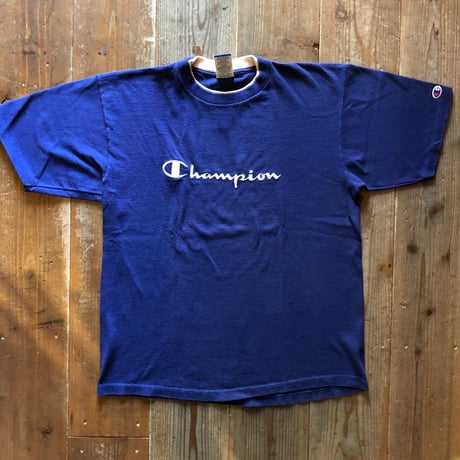 90年代〜CHAMPION でかロゴ刺繍Tシャツ L