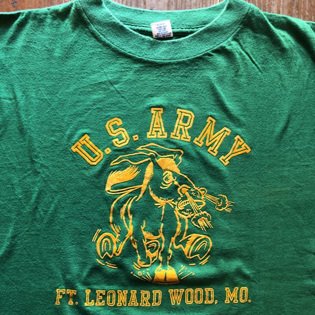 70's 〜ARTEX U.S.ARMY 両面フロッキープリントTシャツ　サイズL