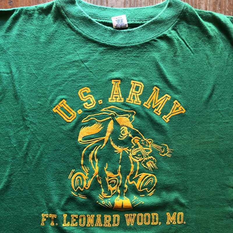 70's 〜ARTEX U.S.ARMY 両面フロッキープリントTシャツ サイズL