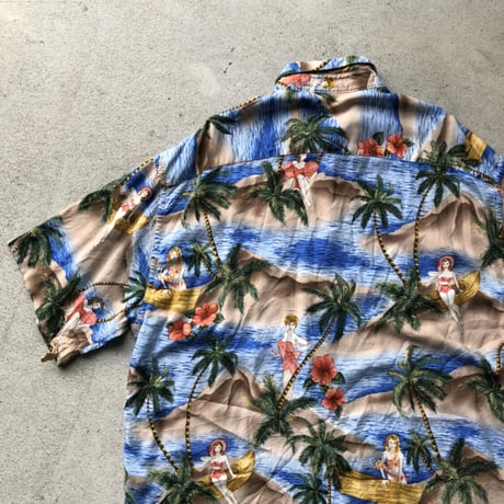 ピエールカルダン総柄レーヨンシャツ  XL