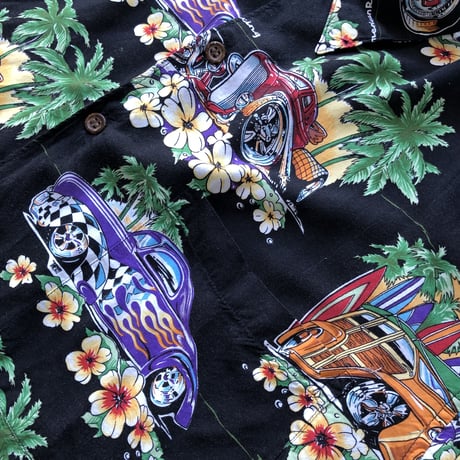Reyn spooner アメ車柄レーヨンシャツ XXL