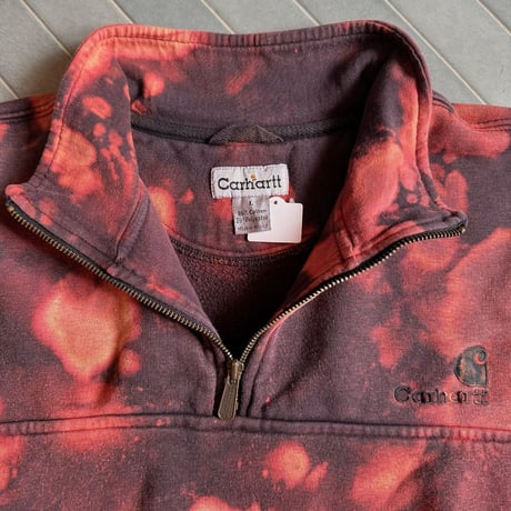 carhartt ブリーチ加工 ハーフジップスウェット
