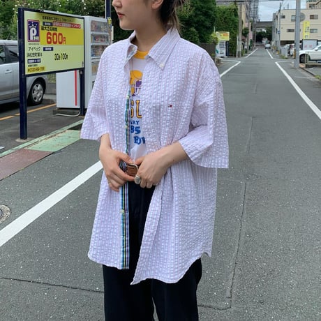 TOMMYシアサッカー半袖シャツ