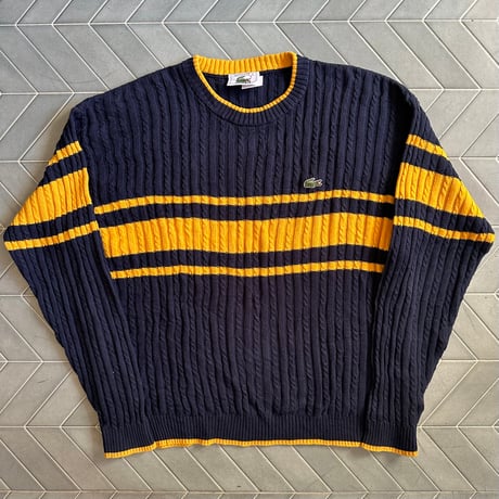 80s LACOSTE ケーブル編みニット