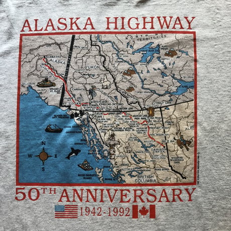 92年アラスカハイウェイマップTシャツ