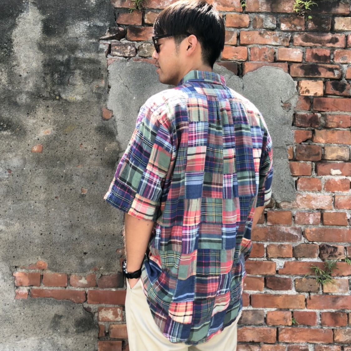 NAUTICA サルファーダイ パッチワーク マドラス シャツ 半袖 NAUTICA サルファーダイ パッチワーク マドラス シャツ 半袖