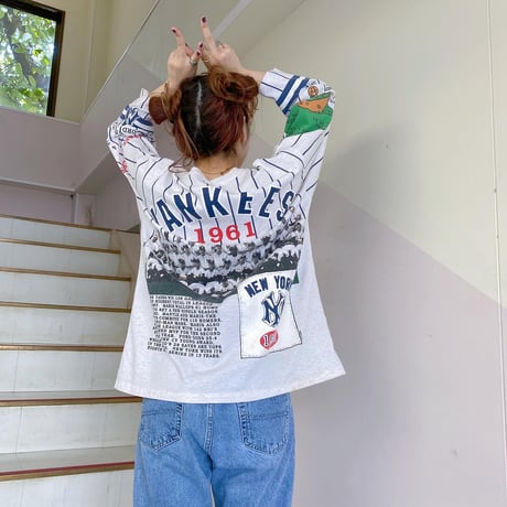 USA製NY七分袖プリントTシャツ
