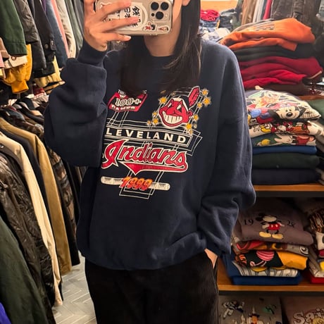 90s インディアンズ プリントスウェット
