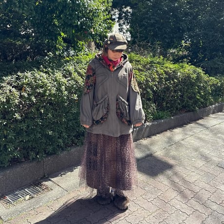 C.C.CREA フード付き切り替えコットンジャケット