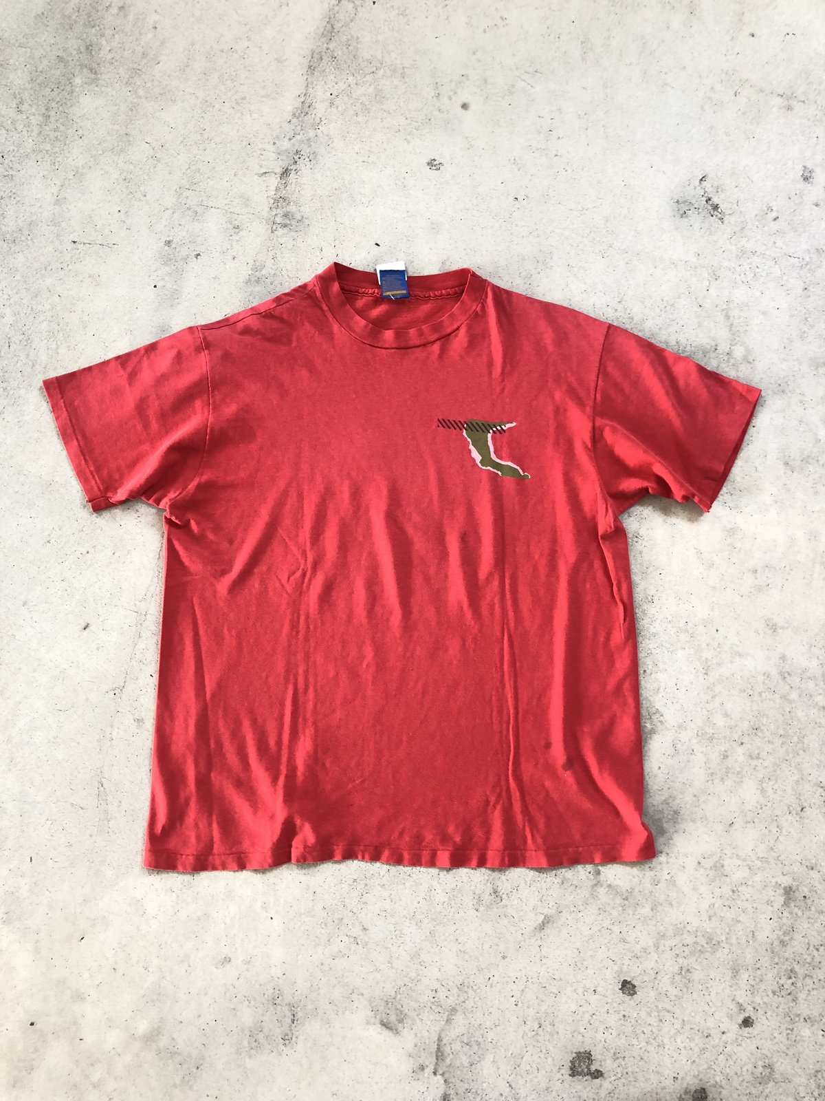 op オーシャンパシフィック usa製 tシャツ 90s 80s オールドサーフ 古着 80s USA製 OP Ocean Pacific 魚×人 ポップ アート オールド